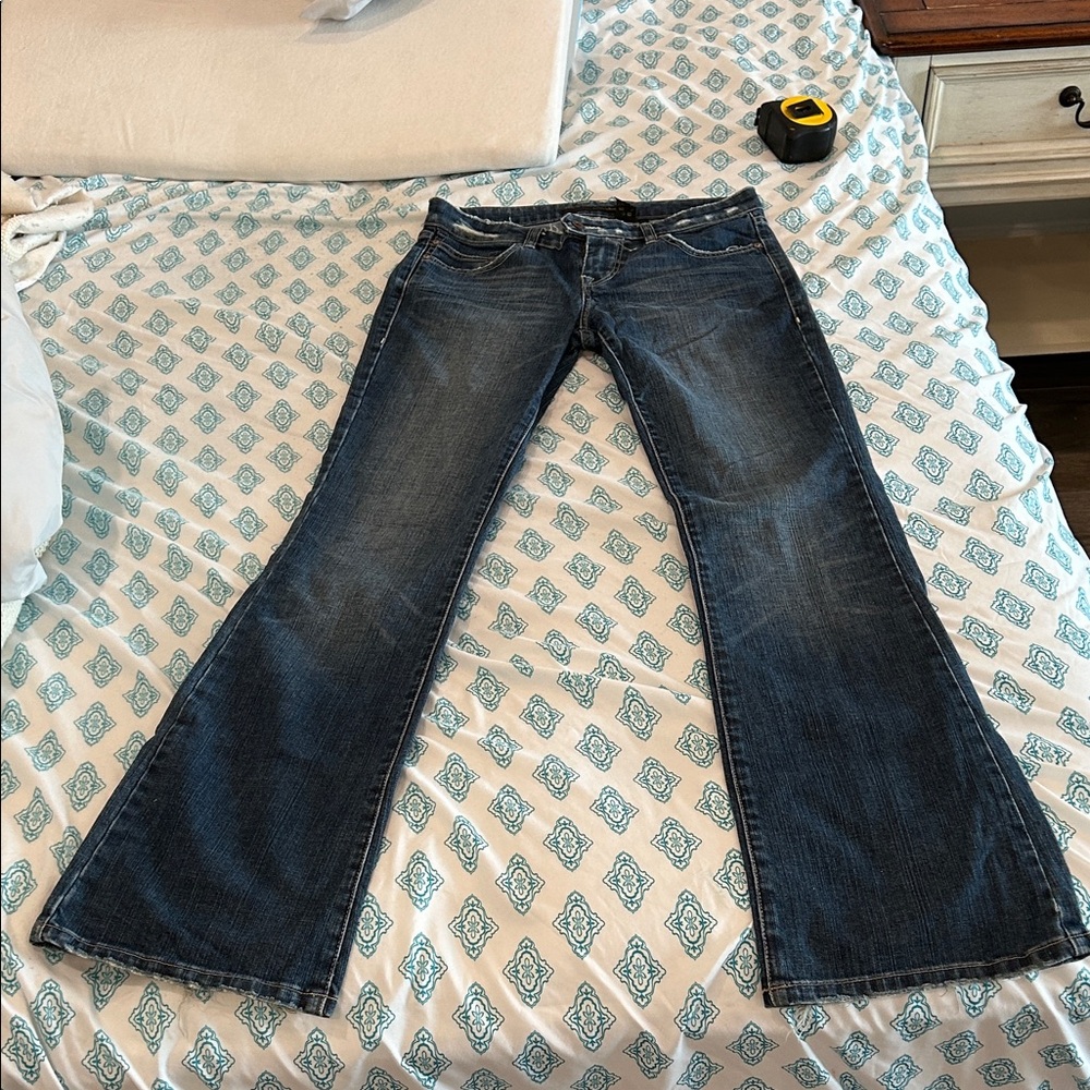 Buffalo David Bitton Dark Blue Distressed Spence Flare Jeans